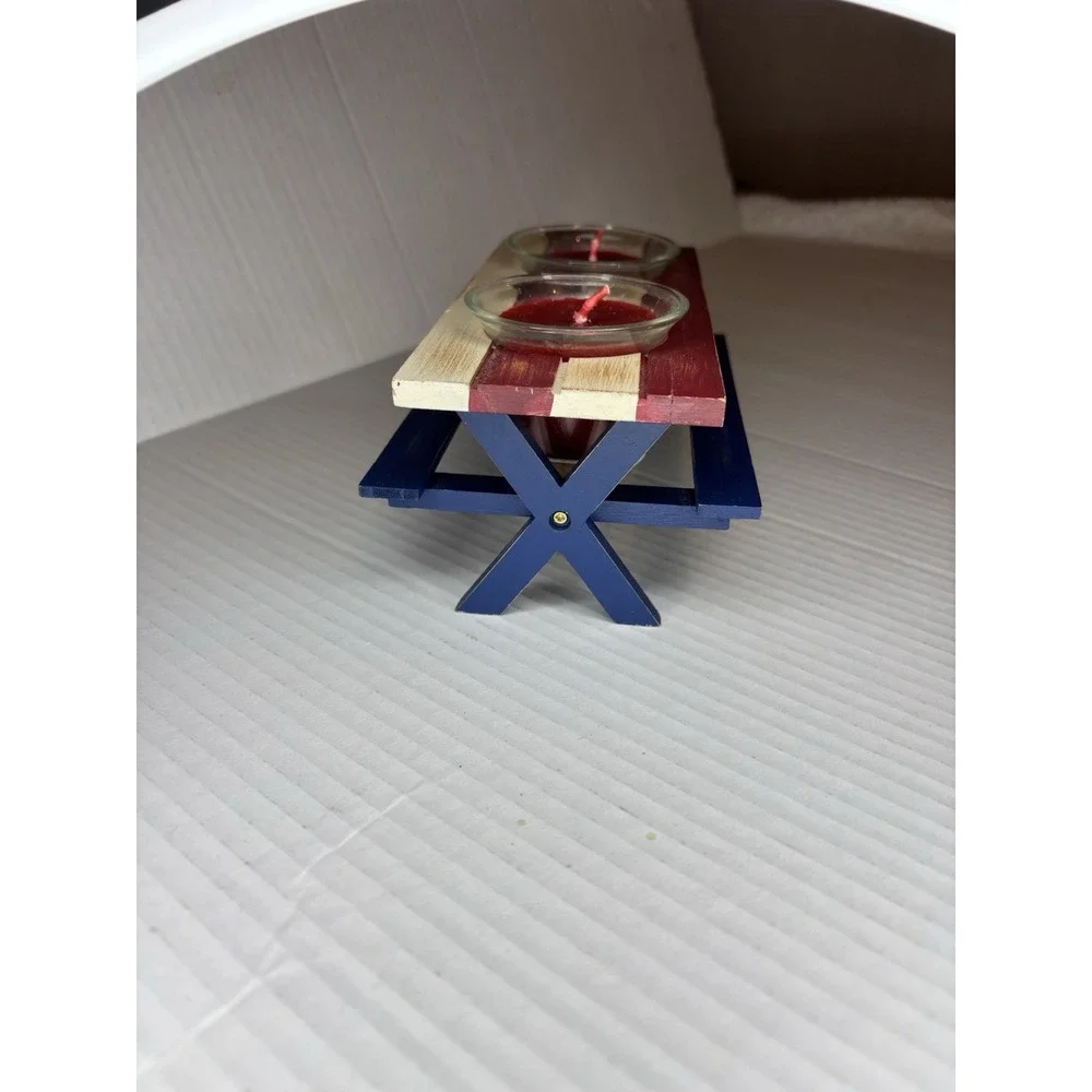 Picknick Table Votive Candle Holder Patriotic
